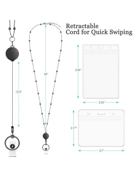 Cinta identificadora retráctil Vzrflee con 2 soportes - Negro