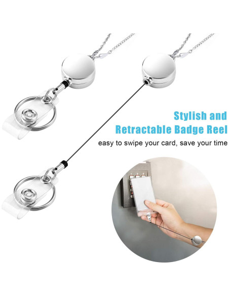 Cinta identificadora retráctil Vzrflee con 2 soportes - Negro