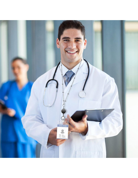 Cinta identificadora retráctil Vzrflee con 2 soportes - Negro