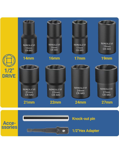 Juego de Extractores de Tuercas MABLEVI 10 Piezas Acero