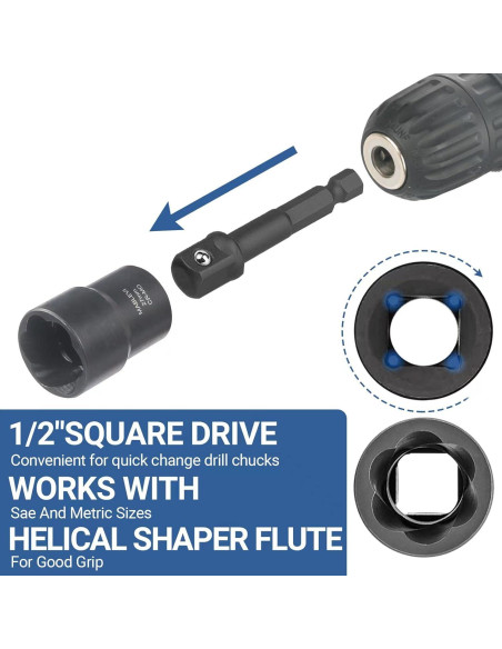 Juego de Extractores de Tuercas MABLEVI 10 Piezas Acero