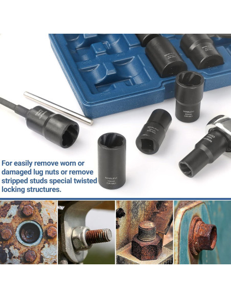 Juego de Extractores de Tuercas MABLEVI 10 Piezas Acero