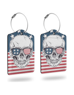 2 Etiquetas de Equipaje Smoaffly Calavera Americana Cuero