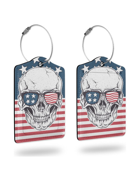 2 Etiquetas de Equipaje Smoaffly Calavera Americana Cuero