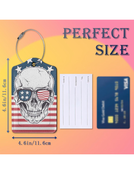 2 Etiquetas de Equipaje Smoaffly Calavera Americana Cuero