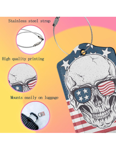 2 Etiquetas de Equipaje Smoaffly Calavera Americana Cuero
