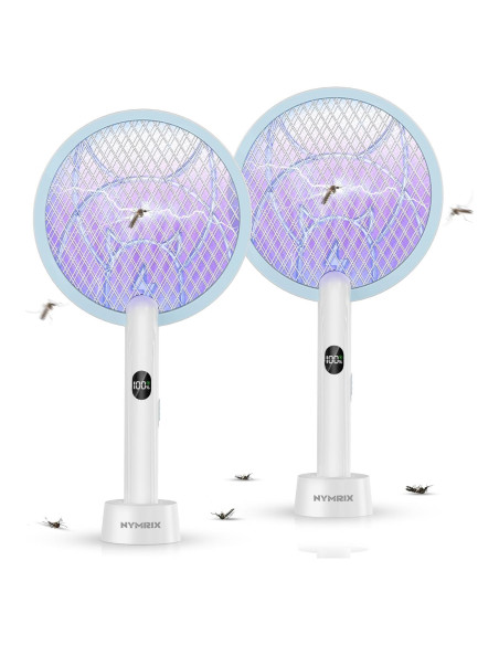 Raqueta eléctrica mata mosquitos Nymrix 4100V 2 en 1 recargable