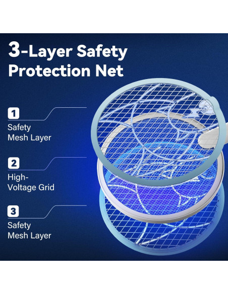 Raqueta eléctrica mata mosquitos Nymrix 4100V 2 en 1 recargable