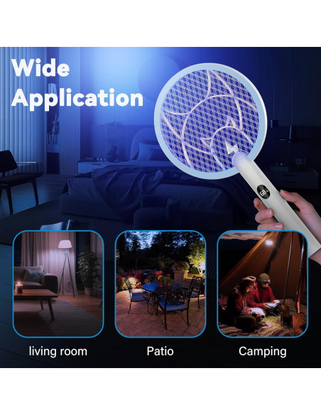 Raqueta eléctrica mata mosquitos Nymrix 4100V 2 en 1 recargable