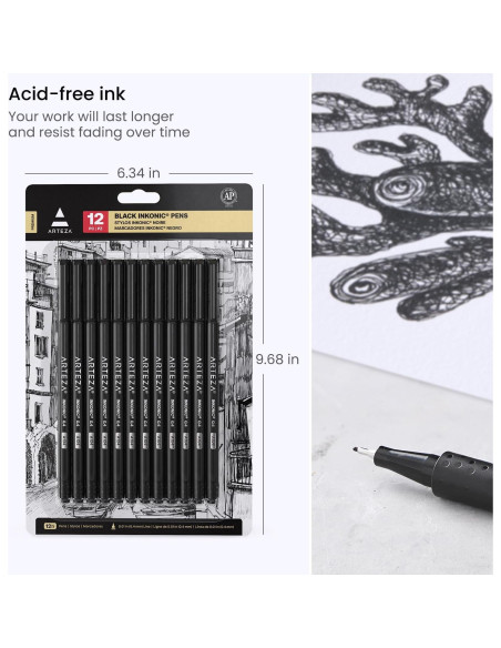 Set de 12 Marcadores Fineliners ARTEZA 0.4 mm Negros
