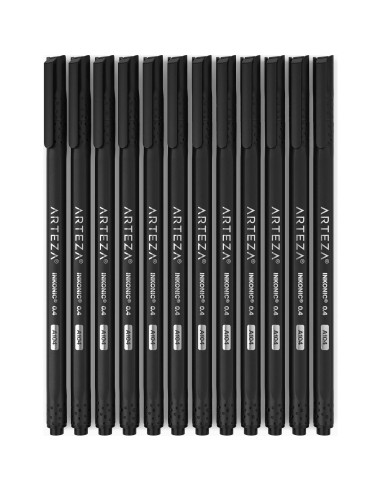 Set de 12 Marcadores Fineliners ARTEZA 0.4 mm Negros