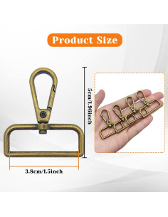 12 Cierres de Langosta D Ring Giratorio Oubaka Bronce Antiguo 2