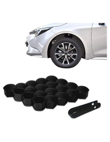 20 Cubiertas de Tuercas de Rueda 17mm Tecledsn - Negro