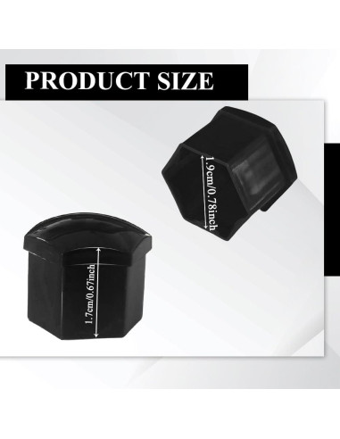20 Cubiertas de Tuercas de Rueda 17mm Tecledsn - Negro
