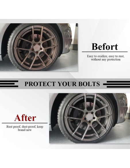 20 Cubiertas de Tuercas de Rueda 17mm Tecledsn - Negro