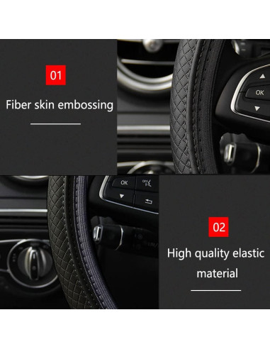 Funda de Volante de Coche Deemars 15 Pulgadas Microfibra Negra