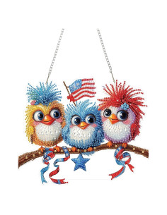 Kit de Pintura de Diamantes Yunzlly DIY Aves y Bandera 24.4x20.3cm