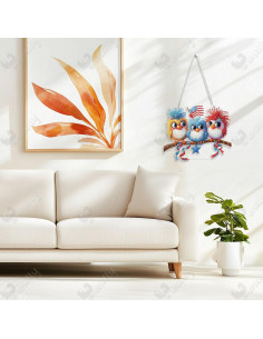 Kit de Pintura de Diamantes Yunzlly DIY Aves y Bandera 24.4x20.3cm 2