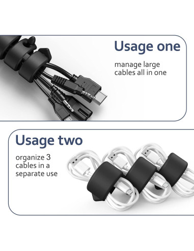 Organizador de Cables 10 Piezas Silicona ELFRhino 3 en 1