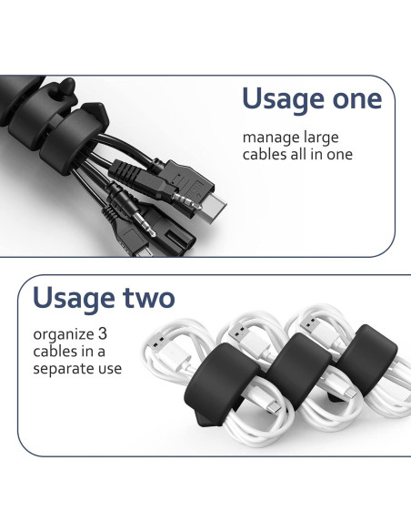 Organizador de Cables 10 Piezas Silicona ELFRhino 3 en 1