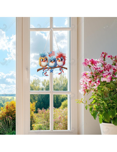 Kit de Pintura de Diamantes Yunzlly DIY Aves y Bandera 24.4x20.3cm