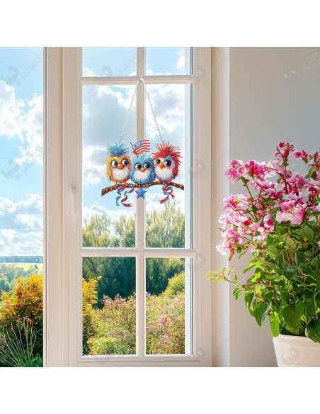 Kit de Pintura de Diamantes Yunzlly DIY Aves y Bandera 24.4x20.3cm