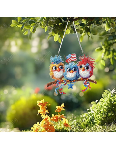 Kit de Pintura de Diamantes Yunzlly DIY Aves y Bandera 24.4x20.3cm