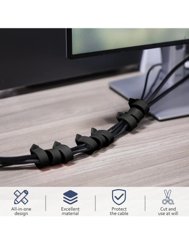 Organizador de Cables 10 Piezas Silicona ELFRhino 3 en 1