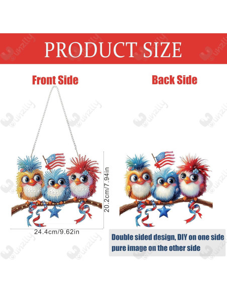 Kit de Pintura de Diamantes Yunzlly DIY Aves y Bandera 24.4x20.3cm