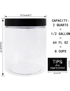 Tarro de Ahorro Grande Mczxon 1.89L Plástico Transparente 2-Pack 2