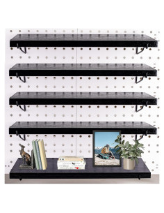 Estantes de Tablero Perforado YUSFKJ 4 Piezas Negro 34x15 cm