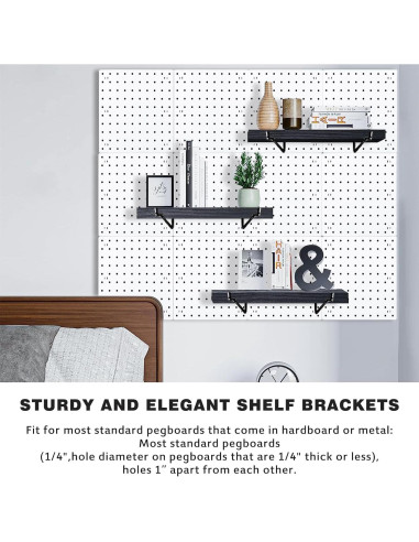 Estantes de Tablero Perforado YUSFKJ 4 Piezas Negro 34x15 cm