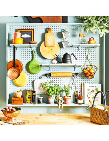 Estantes de Tablero Perforado YUSFKJ 4 Piezas Negro 34x15 cm