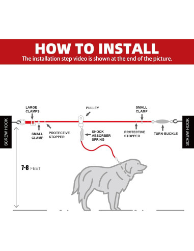 Cable de Atado para Perros PUPTECK 15.2m hasta 56.7kg