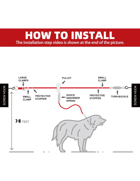 Cable de Atado para Perros PUPTECK 15.2m hasta 56.7kg