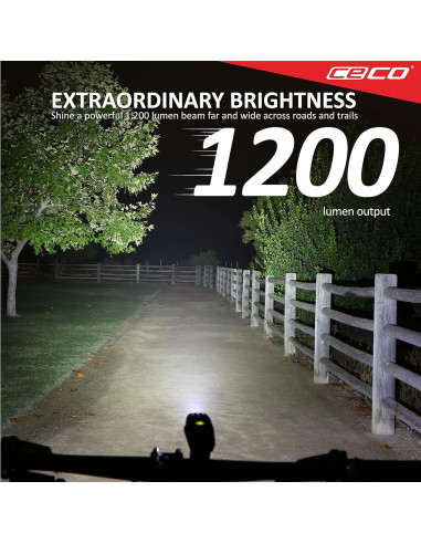 Faro de Bicicleta CECO F1200 1200 Lúmenes USB IP67 Resistente