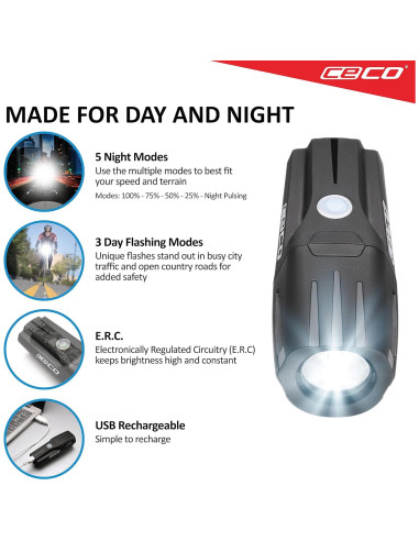Faro de Bicicleta CECO F1200 1200 Lúmenes USB IP67 Resistente