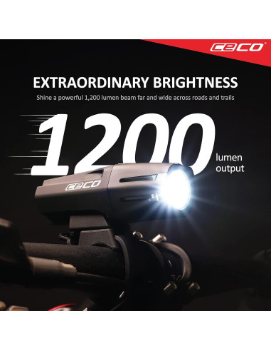 Faro de Bicicleta CECO F1200 1200 Lúmenes USB IP67 Resistente