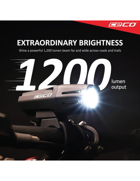 Faro de Bicicleta CECO F1200 1200 Lúmenes USB IP67 Resistente
