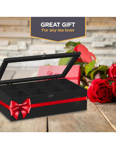 Organizador de Té Bambüsi - Caja de Almacenamiento con Ventana