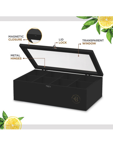 Organizador de Té Bambüsi - Caja de Almacenamiento con Ventana