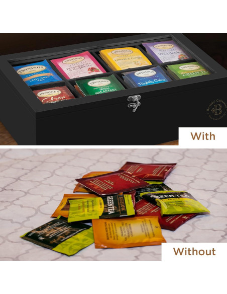 Organizador de Té Bambüsi - Caja de Almacenamiento con Ventana