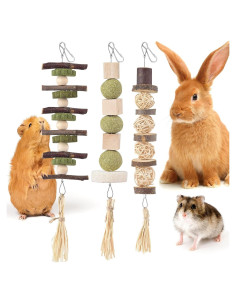 Juguetes de Masticar para Conejos Bissap 3 PCS Naturales