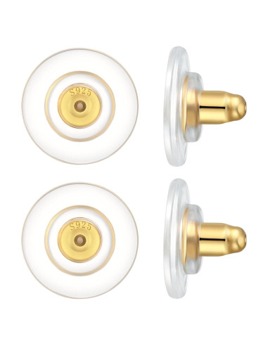 Respaldos de Aretes DELECOE 12mm Plata Esterlina 925 Baño Oro 18K