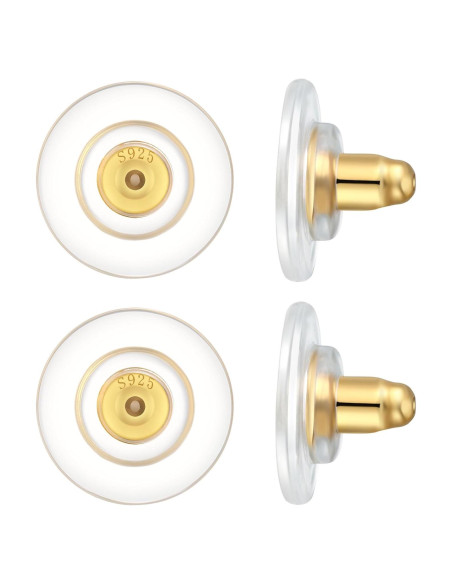Respaldos de Aretes DELECOE 12mm Plata Esterlina 925 Baño Oro 18K