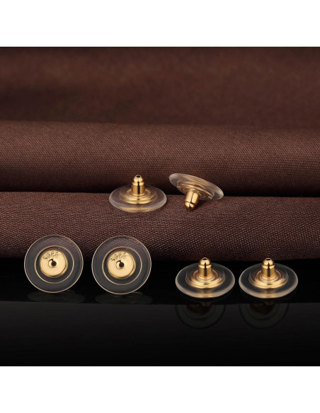 Respaldos de Aretes DELECOE 12mm Plata Esterlina 925 Baño Oro 18K