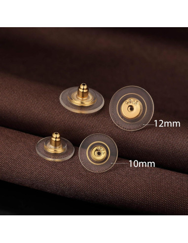 Respaldos de Aretes DELECOE 12mm Plata Esterlina 925 Baño Oro 18K