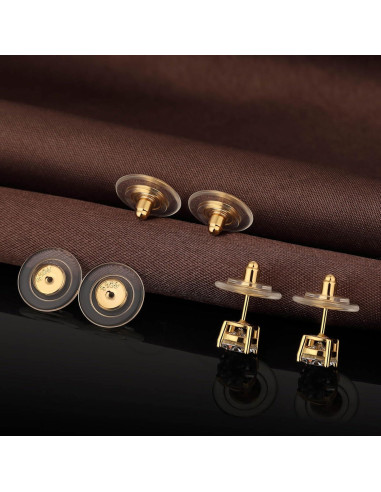 Respaldos de Aretes DELECOE 12mm Plata Esterlina 925 Baño Oro 18K