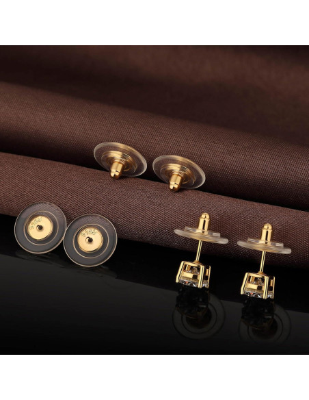 Respaldos de Aretes DELECOE 12mm Plata Esterlina 925 Baño Oro 18K