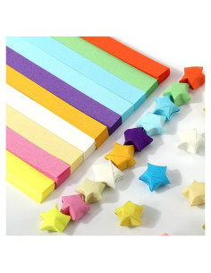 1080 Tiras de Papel Estrella Mity Rain - 10 Colores para Manualidades